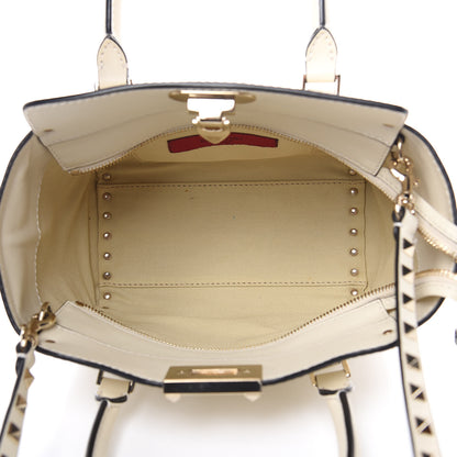 Valentino Garavani Vitello Mini Rockstud Double Handle Tote Ivory 5 of 13