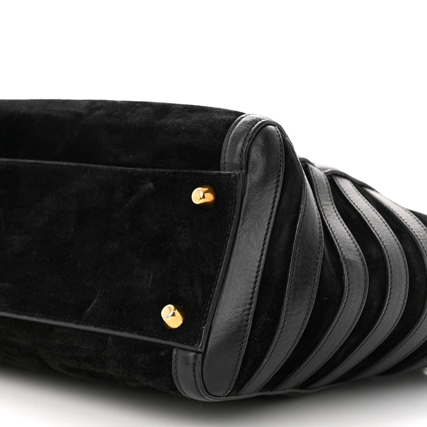 Suede Calfskin Farida Bowler Bag Black