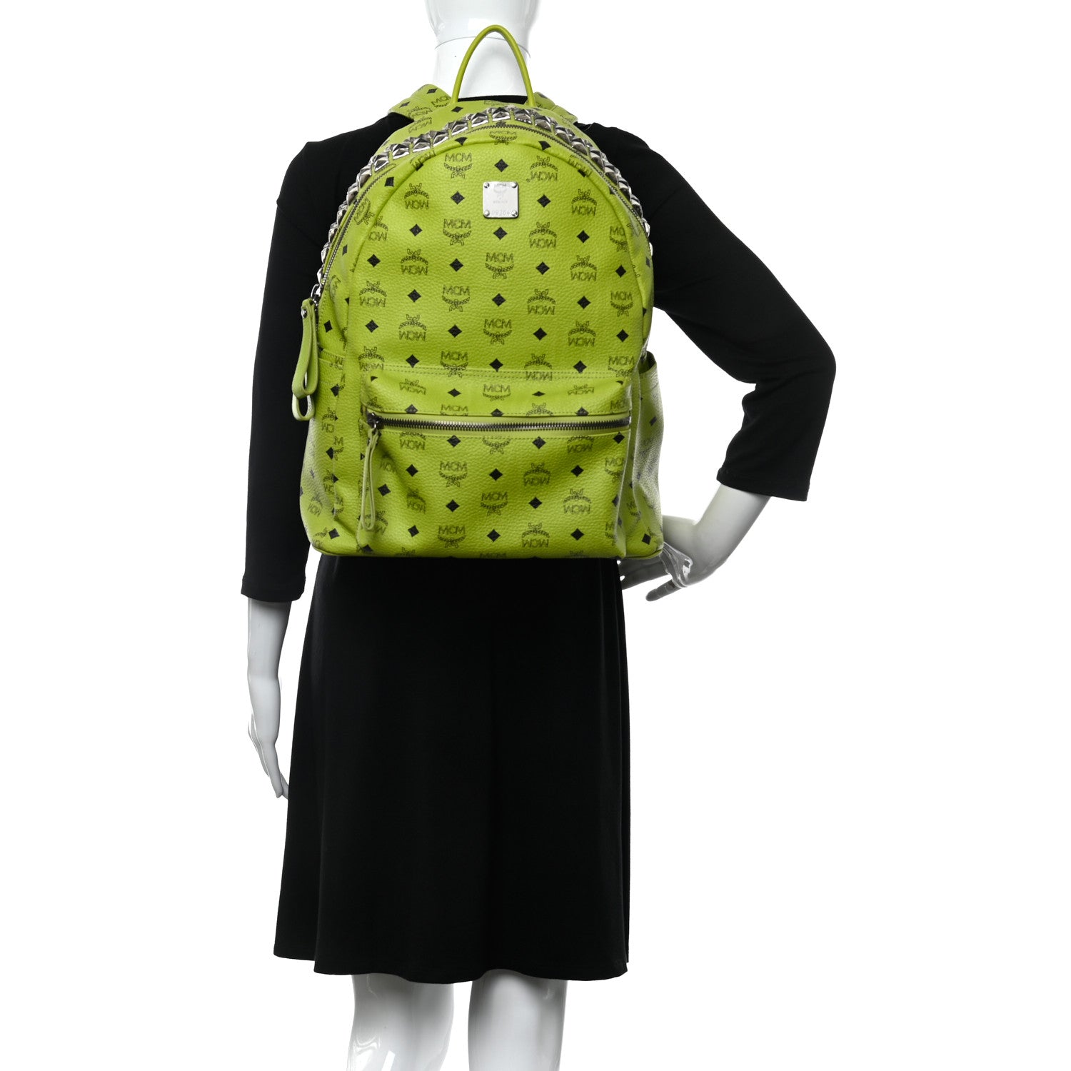 MCM Visetos Crown Stud Medium Stark Backpack Green 2 of 9