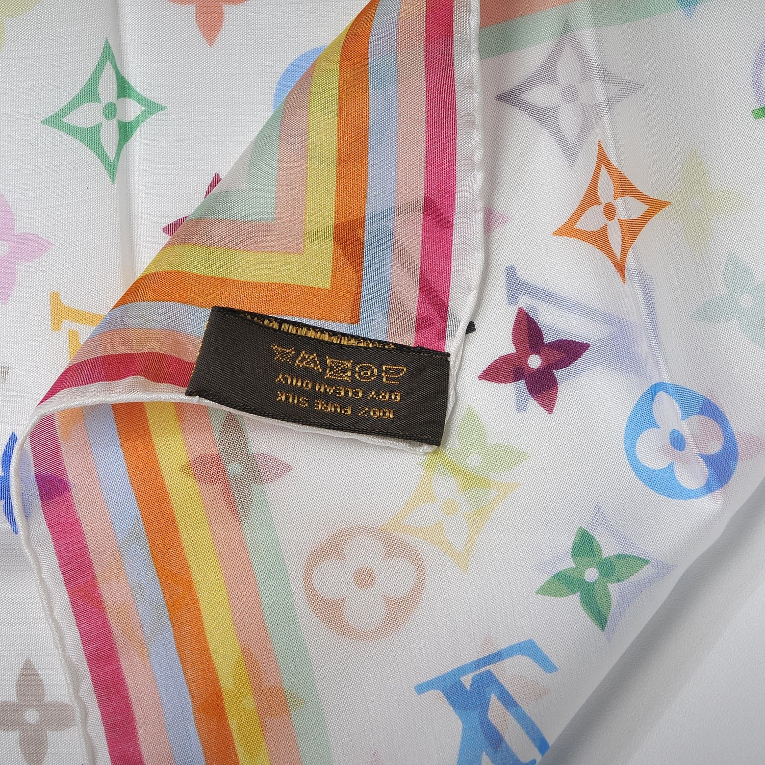 Louis Vuitton Silk Multicolor Square Scarf White 4 of 4