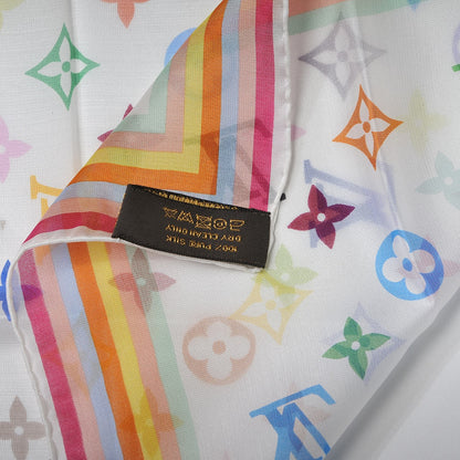 Louis Vuitton Silk Multicolor Square Scarf White 4 of 4
