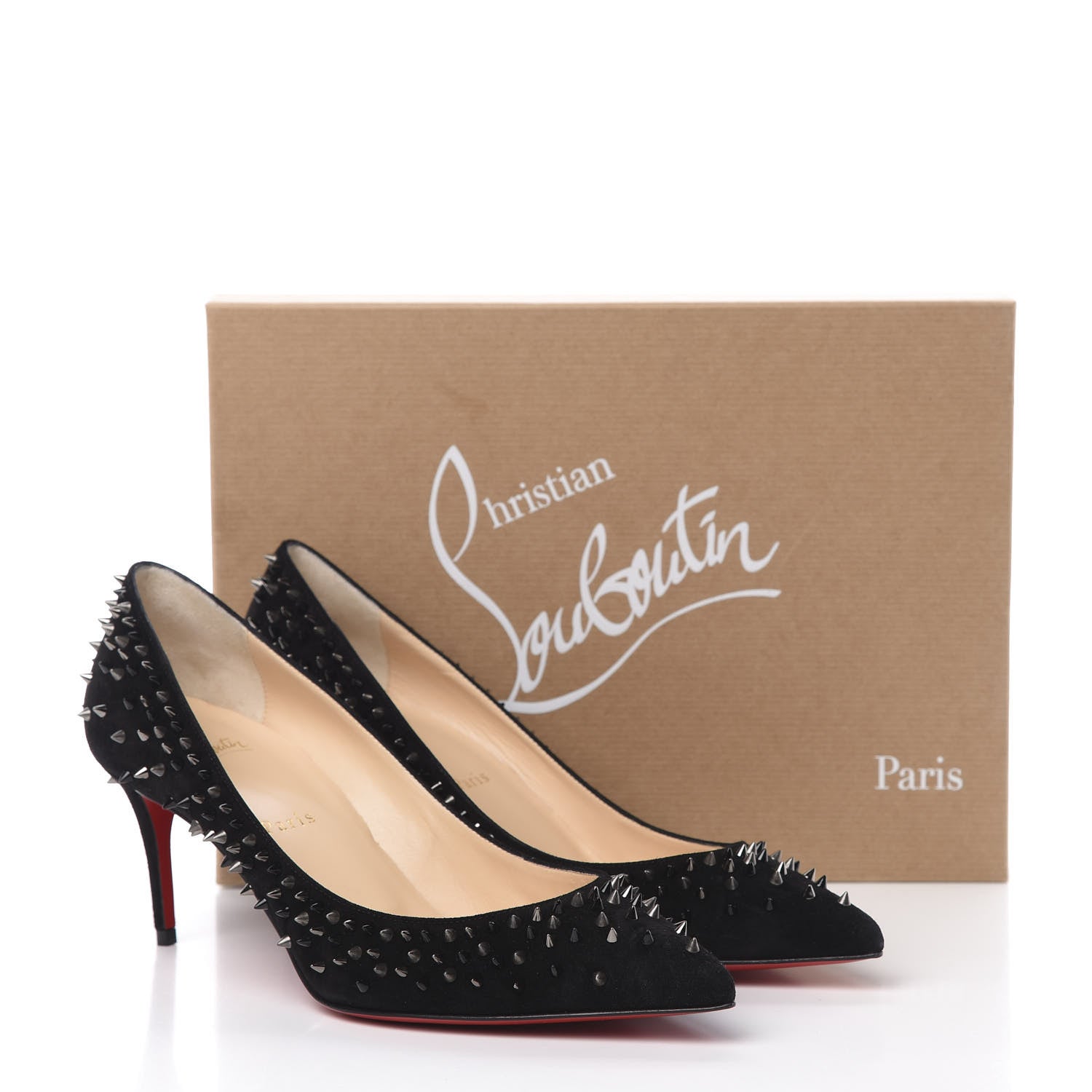 Christian Louboutin Veau Velours Studded Escarpic 70 Pumps 38.5 Black 9 of 9
