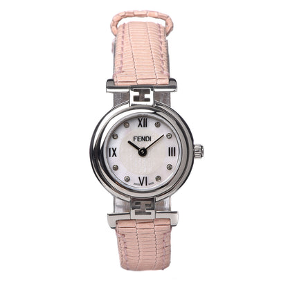 Fendi Stainless Steel Calfskin Diamond Pink Mother of Pearl 23mm Moda Quartz Watch 1 of 8