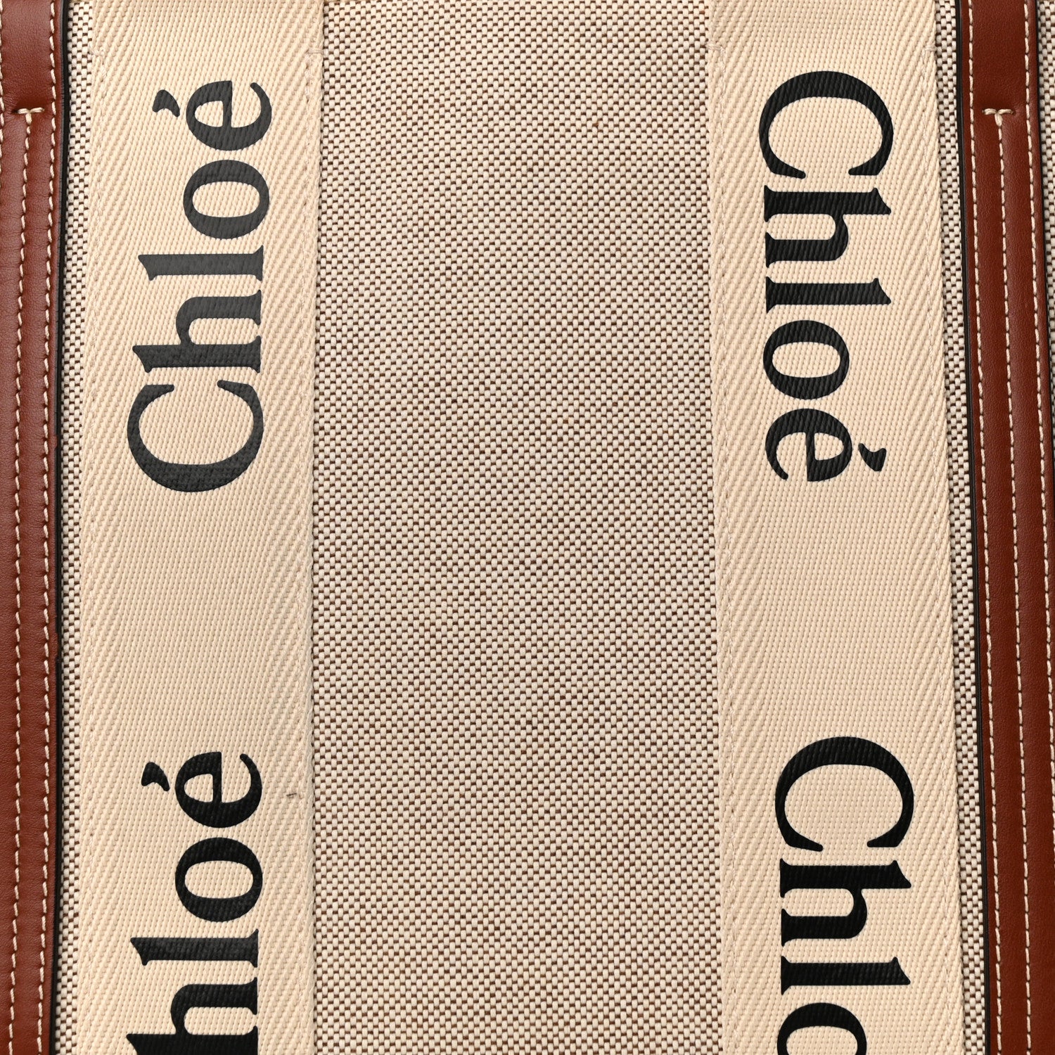 Chloe Cotton Calfskin Medium Woody Ribbon Tote White Brown 8 of 11