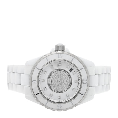 Chanel Stainless Steel Ceramic Diamond Dial 38mm J12 Automatic Watch White 2 of 5