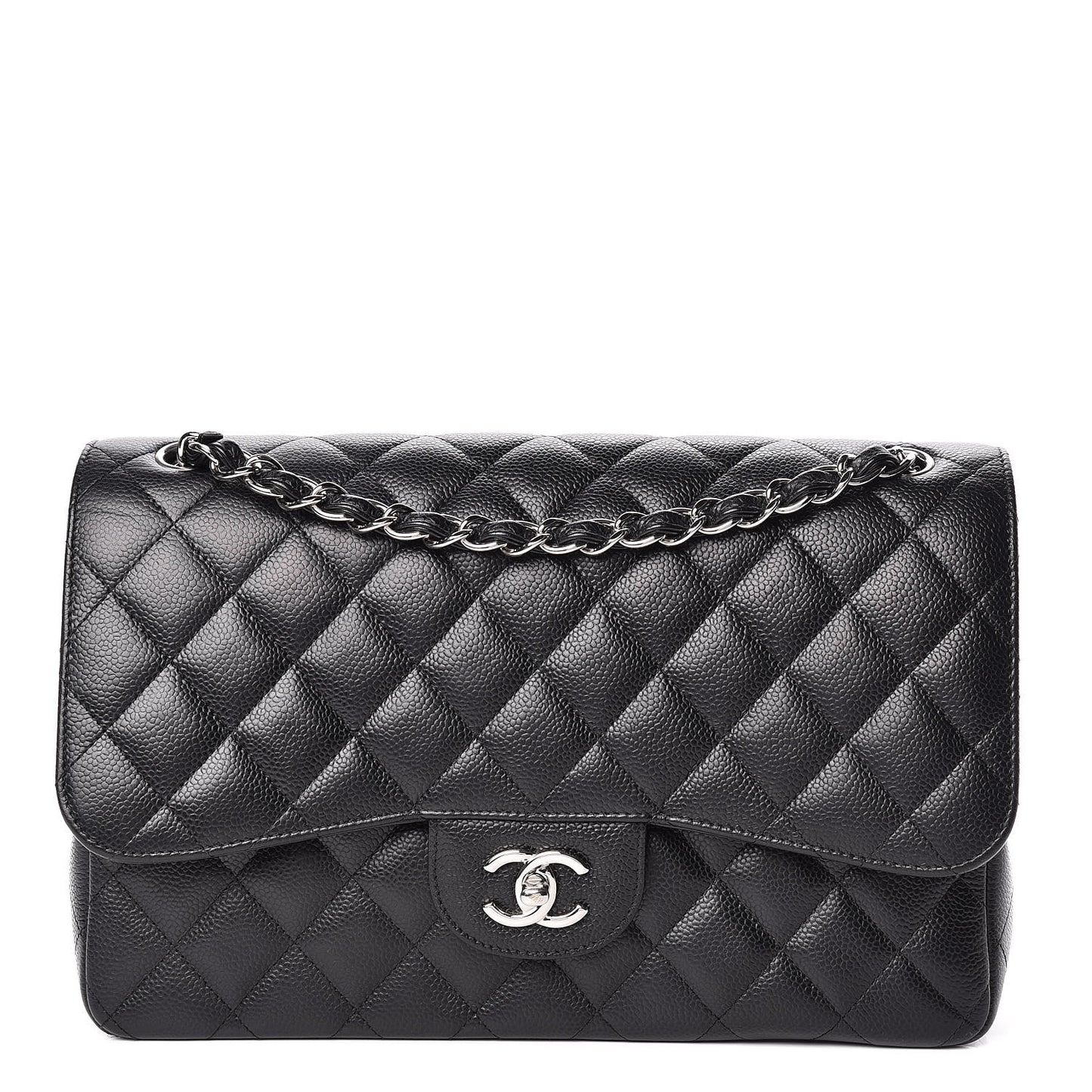 Caviar Quilted Jumbo Double Flap Black