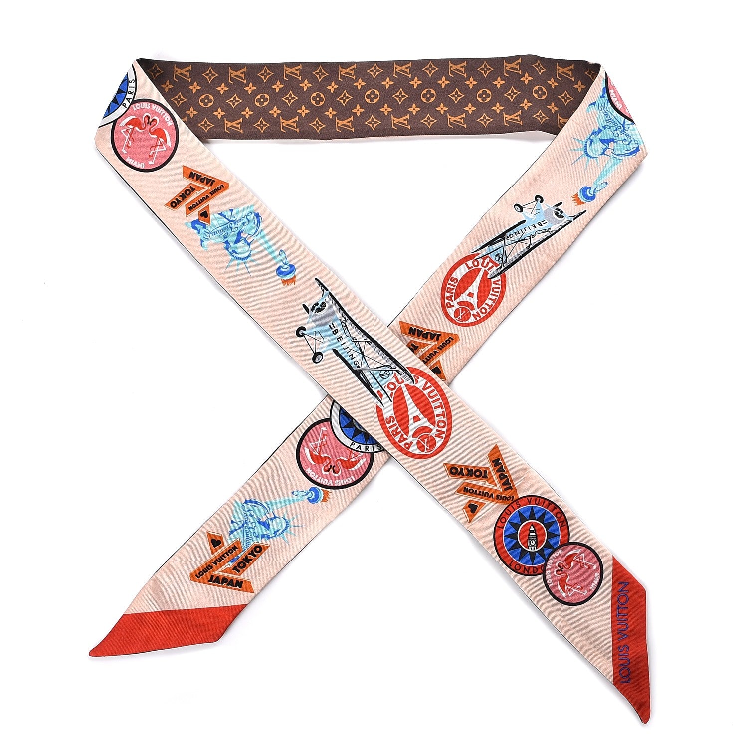 Louis Vuitton Silk Monogram World Tour Stickers BB Bandeau Nude 1 of 4