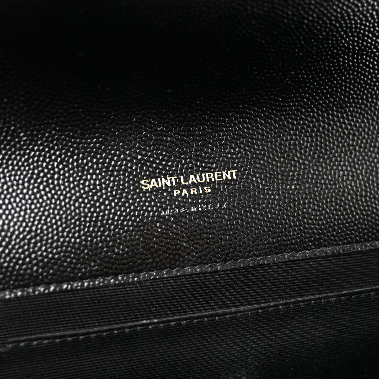 Grain De Poudre Matelasse Chevron Monogram Envelope Clutch Black