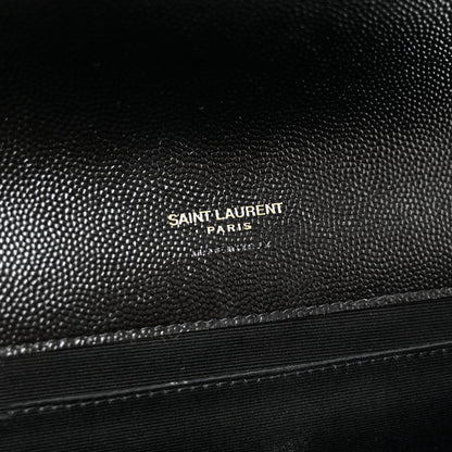 Saint Laurent Grain De Poudre Matelasse Chevron Monogram Envelope Clutch Black 6 of 8