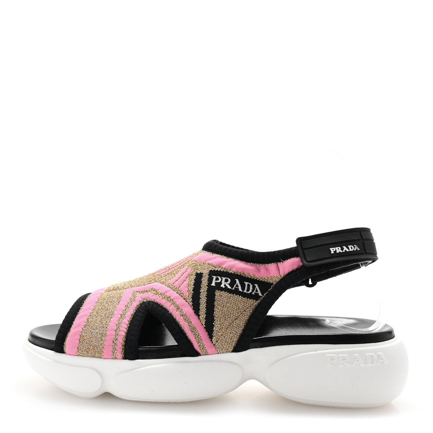 Prada Knit Cloudbust Sandals 35.5 Black Begonia Gold 1 of 9