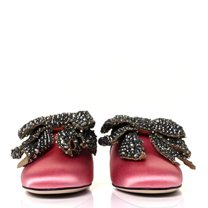 Gucci Raso Satin Crystal Embellished Bow Mules 38 Peonia 2 of 8