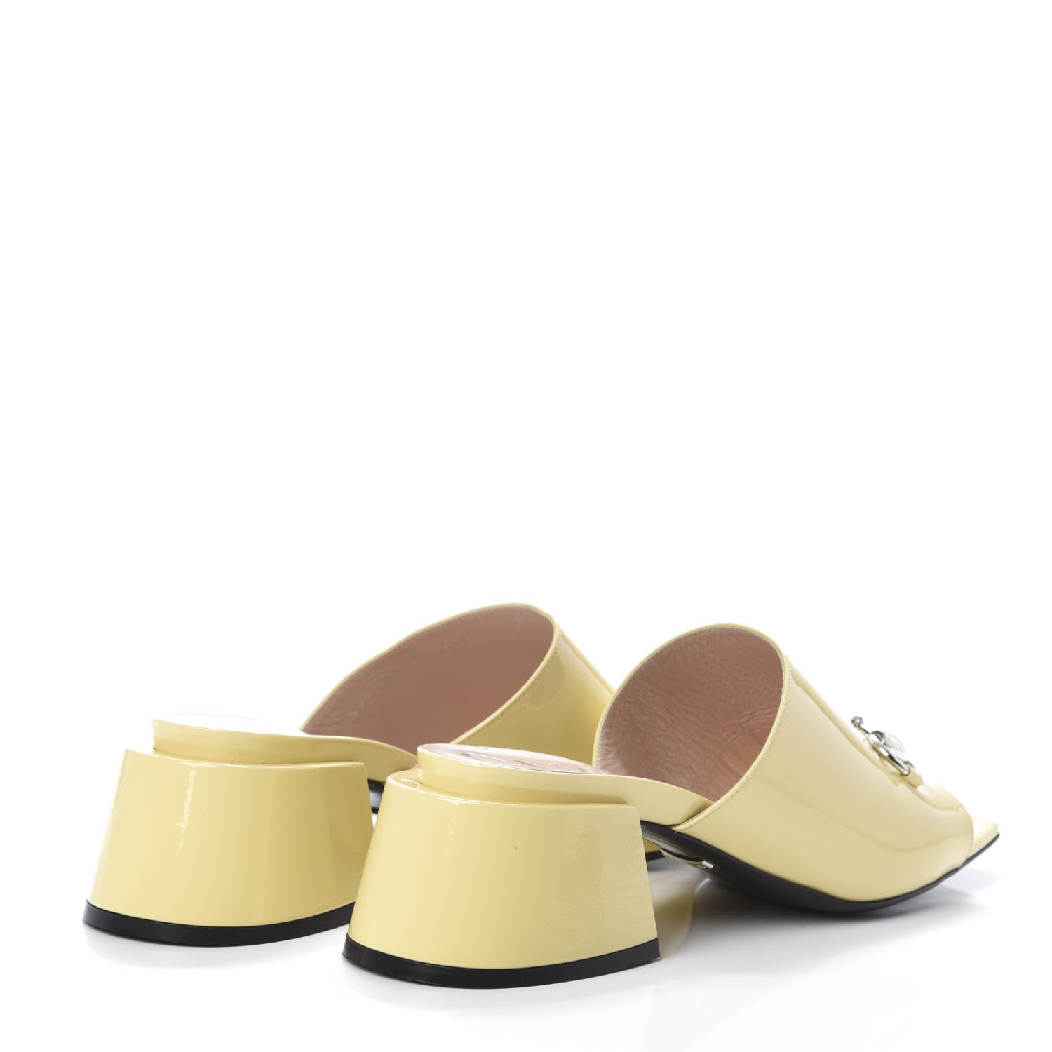 Gucci Patent Lexi Horsebit Mid-Heel Slide Sandals 40 Burro 4 of 7