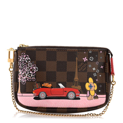 Louis Vuitton Damier Ebene 2019 Christmas Animation Mini Pochette Accessories Red 1 of 8