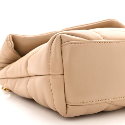 Saint Laurent Lambskin Quilted Toy Loulou Puffer Monogram Chain Satchel Dark Beige 9 of 10