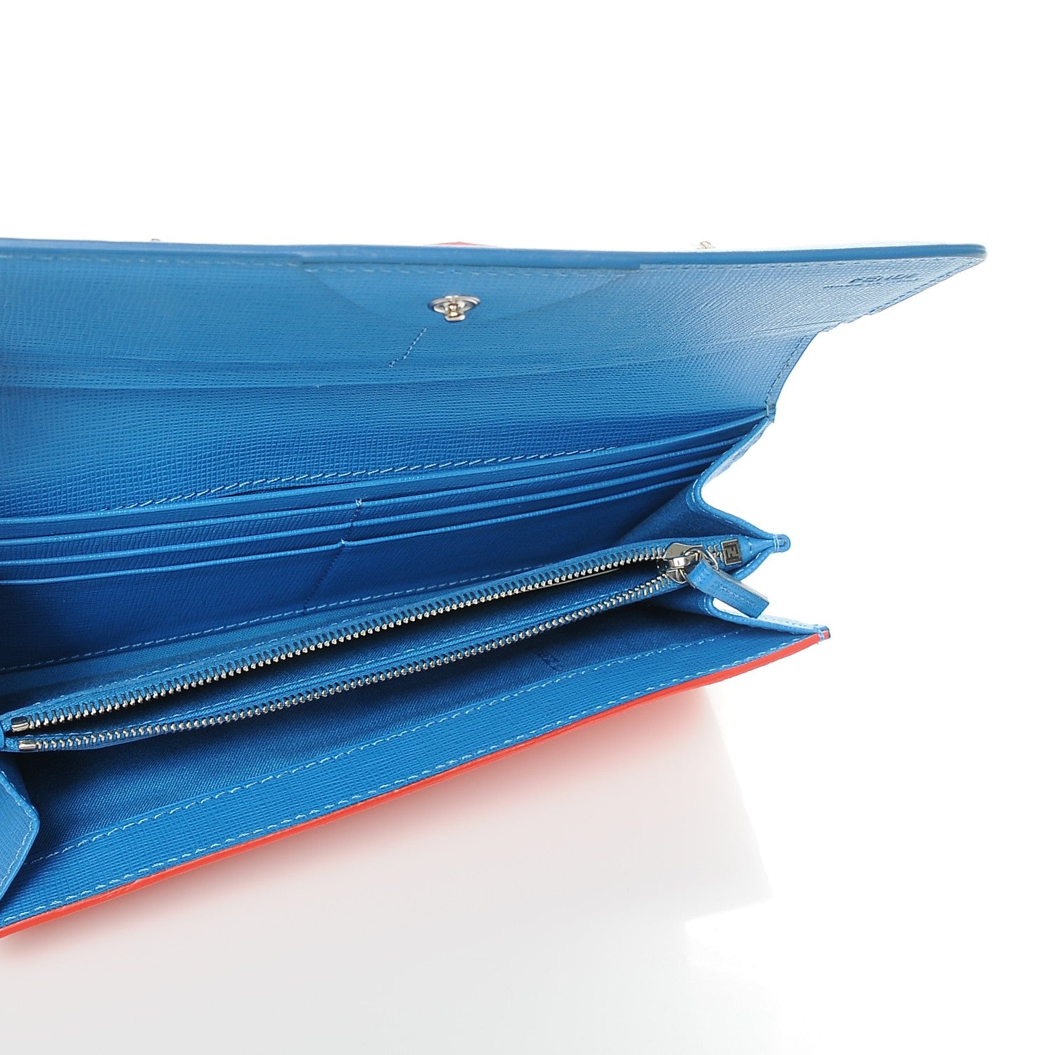 Fendi Vitello Elite Crystal Eye Monster Continental Wallet Royal Blue Papavero Multicolor 5 of 8