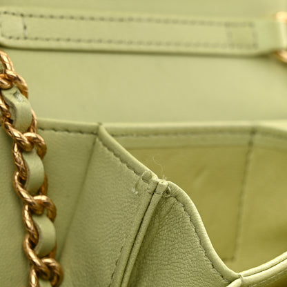 Chanel Lambskin Quilted Flap Card Holder On Chain Light Green 12 of 12