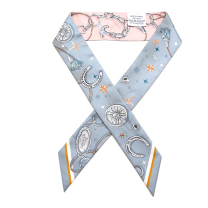 Hermes Silk C'est la Fete Twilly Bleu Glacier 1 of 6