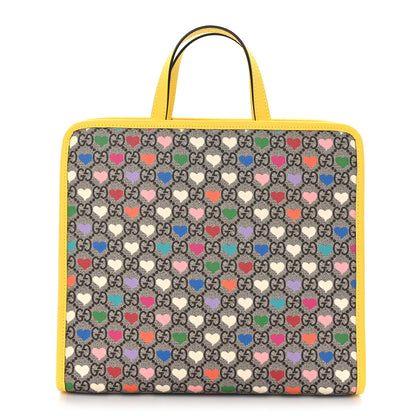 Gucci GG Supreme Monogram Hearts Childrens Tote Beige Ebony Multicolor Freesia 1 of 10