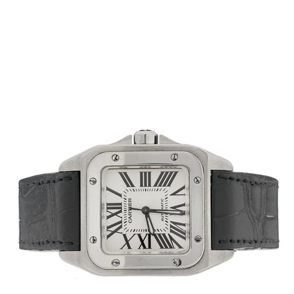 Cartier Stainless Steel Alligator 33mm Santos 100 Automatic Watch 2 of 4