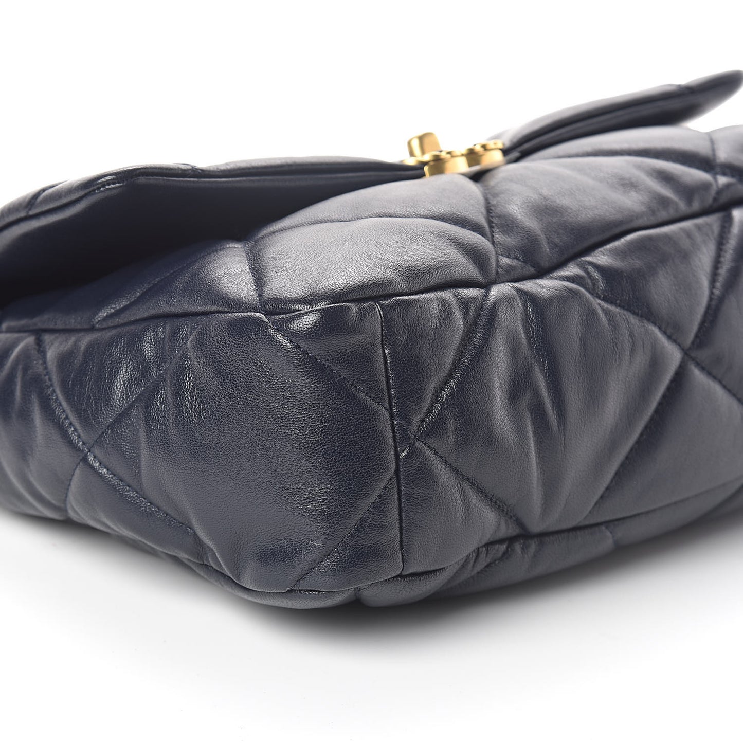 Goatskin Quilted Large 19 Flap Navy Blue