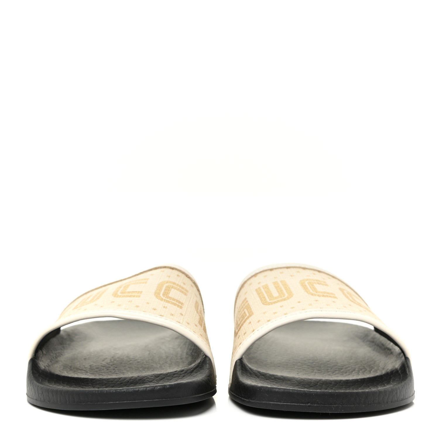 Gucci X SEGA Supreme Canvas GUCCY Stars Womens Slide Sandals 37 Mystic White Gold 2 of 9