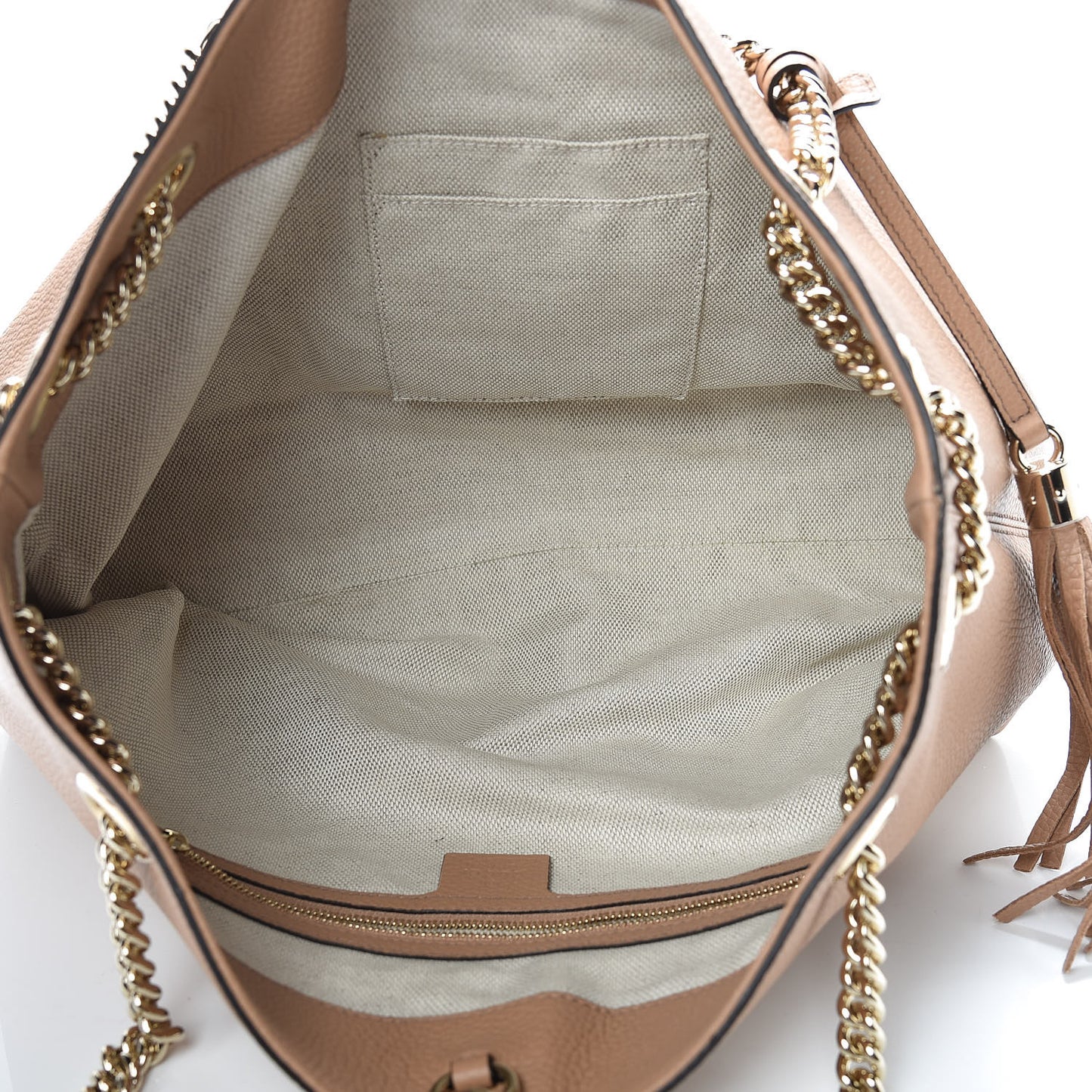 Pebbled Calfskin Medium Soho Chain Shoulder Bag Camelia