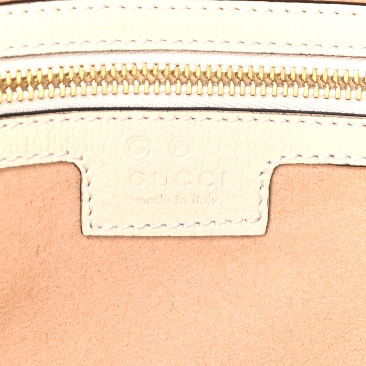 Textured Calfskin Web Medium Ophidia Shopping Tote Mystic White