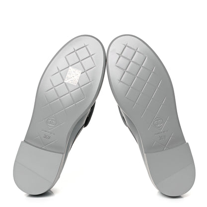 Chanel Lambskin Quilted CC Turnlock Loafers 36.5 Grey 6 of 9