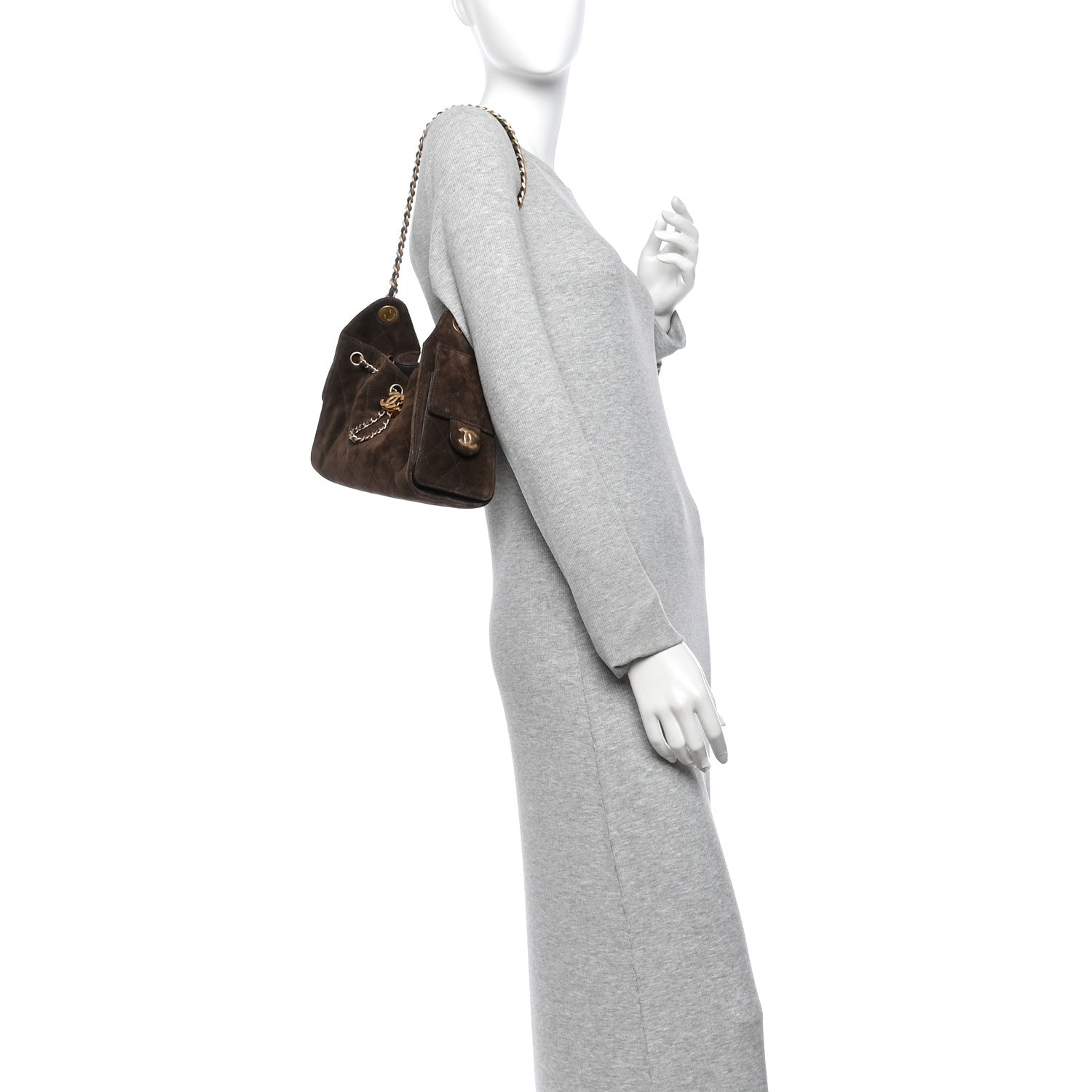 Chanel Suede Quilted Mini Chanel 25 Handbag Dark Brown 2 of 10