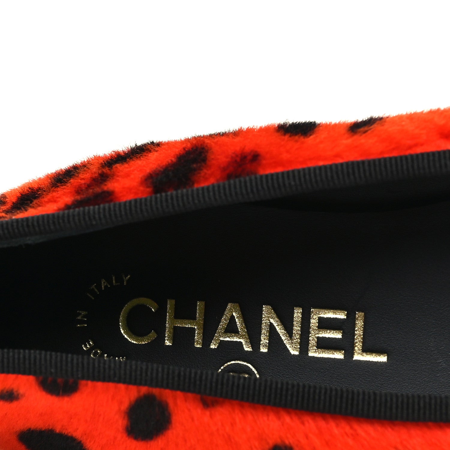 Chanel Pony Hair Lambskin Patent Calfskin Cap Toe CC Ballerina Flats 36 Orange Black White 7 of 9