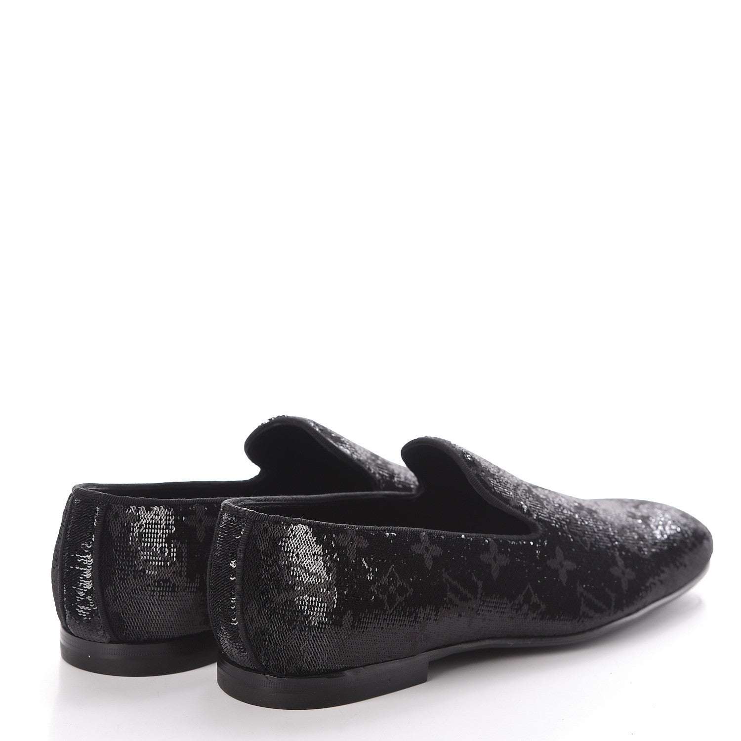 Louis Vuitton Monogram Embroided Sequins Mens Grenelle Richelieu Shoes 8.5 Black 4 of 7