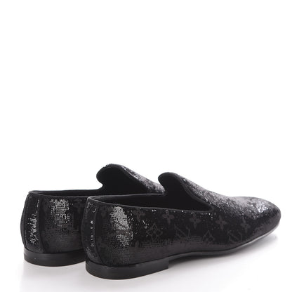 Louis Vuitton Monogram Embroided Sequins Mens Grenelle Richelieu Shoes 8.5 Black 4 of 7