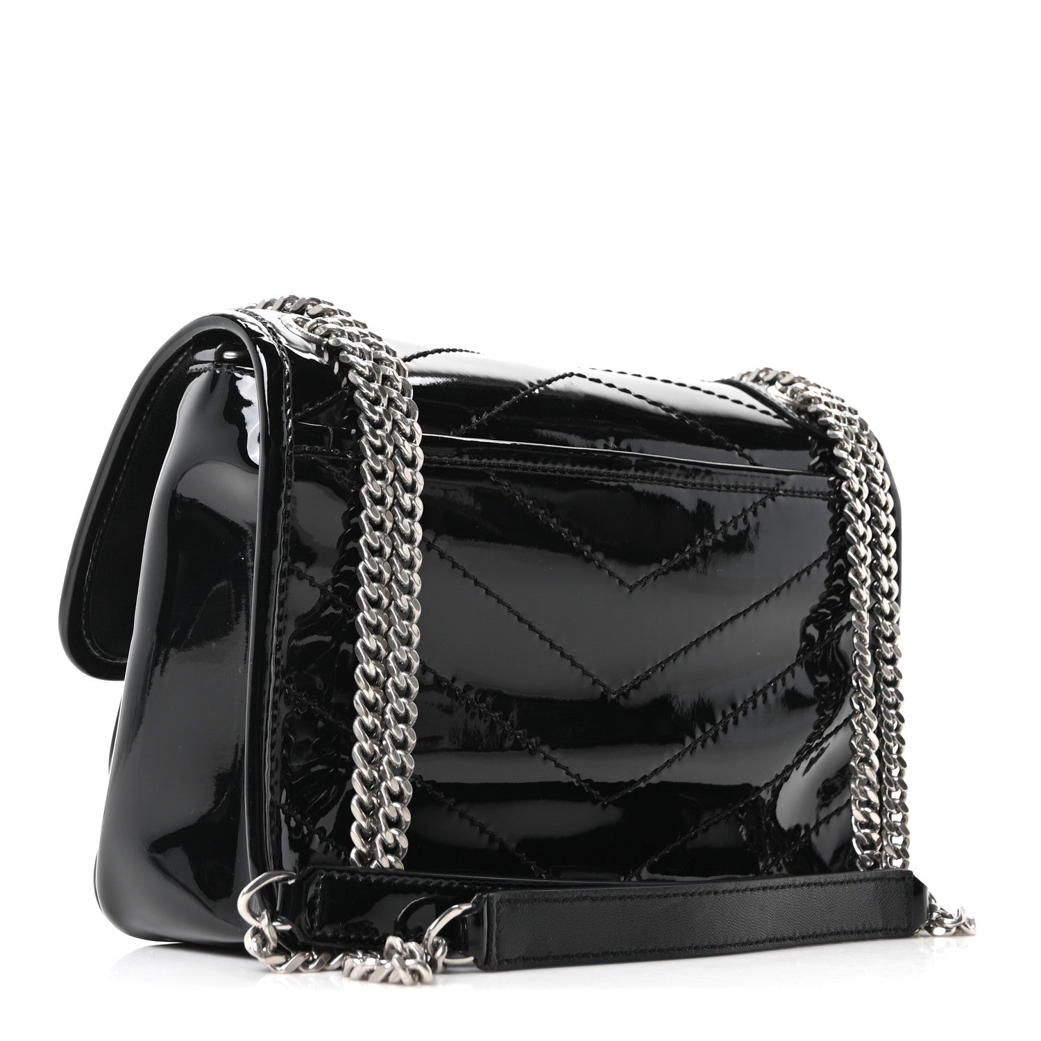 Saint Laurent Patent Calfskin Matelasse Monogram Baby Niki Chain Satchel Black 2 of 9