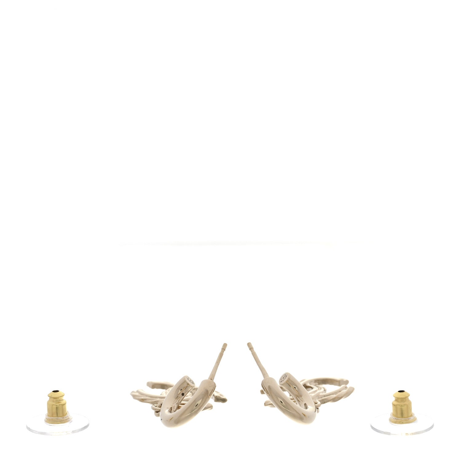 Chanel Metal Crystal CC Hoop Drop Earrings Gold 3 of 6