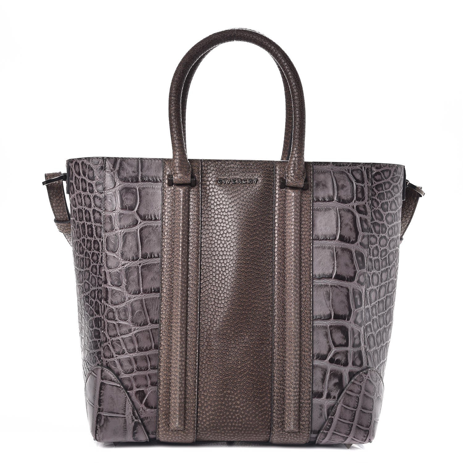 Givenchy Calfskin Crocodile Embossed Medium Lucrezia Tote Medium Grey 1 of 9