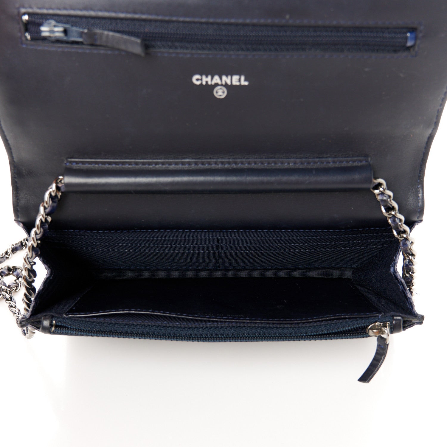 Chanel Snakeskin Wallet On Chain WOC Navy 5 of 12