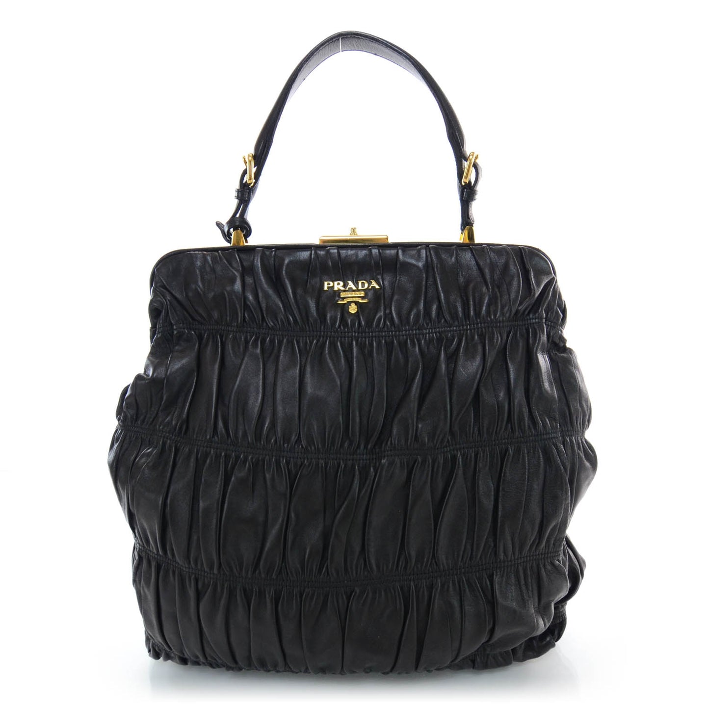 Nappa Leather Gaufre Framed Bag Nero Black