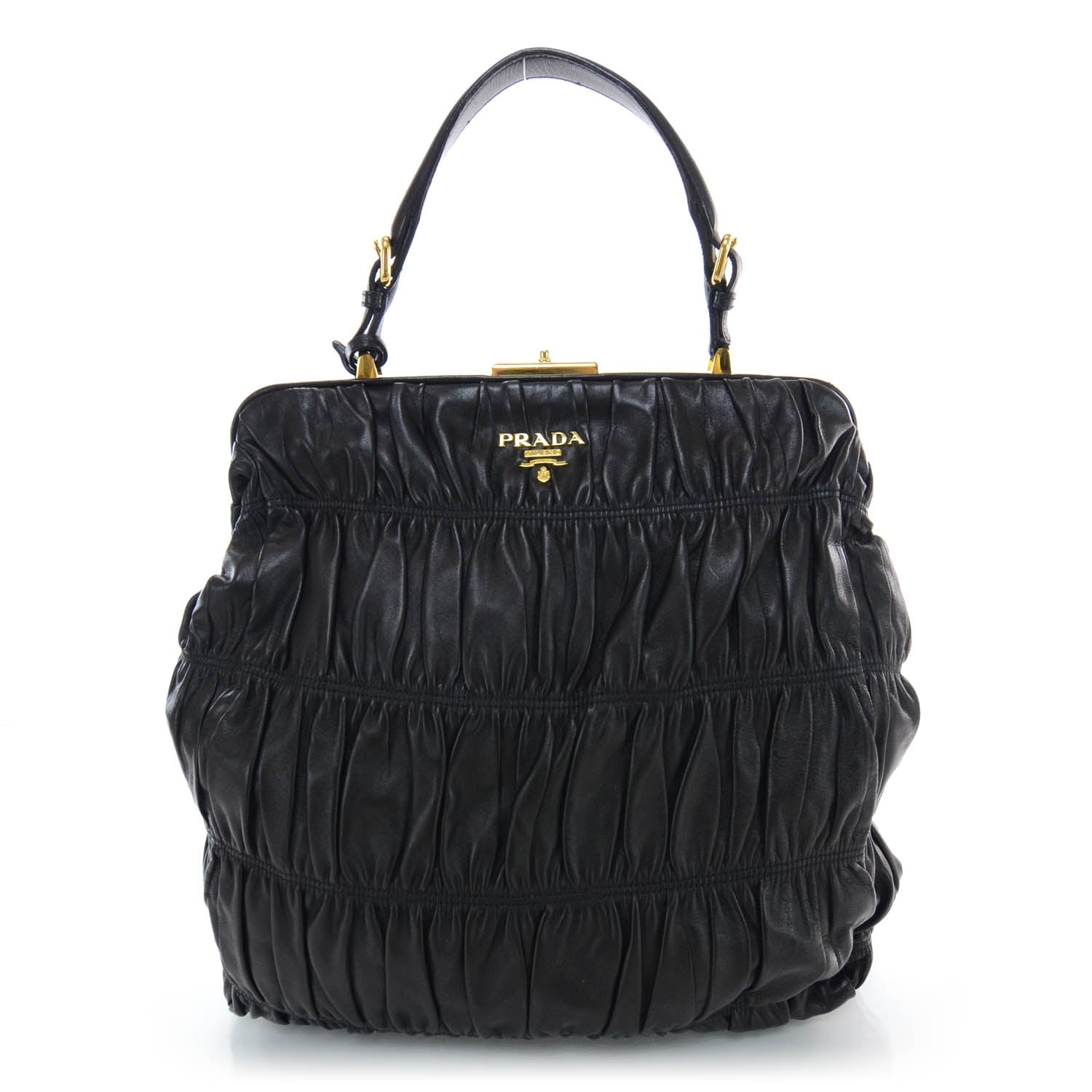 Prada Nappa Leather Gaufre Framed Bag Nero Black 1 of 8