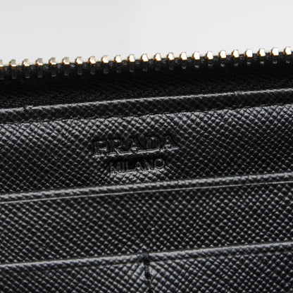 Prada Saffiano Metal Large Zip Around Travel Wallet Nero Black 6 of 6