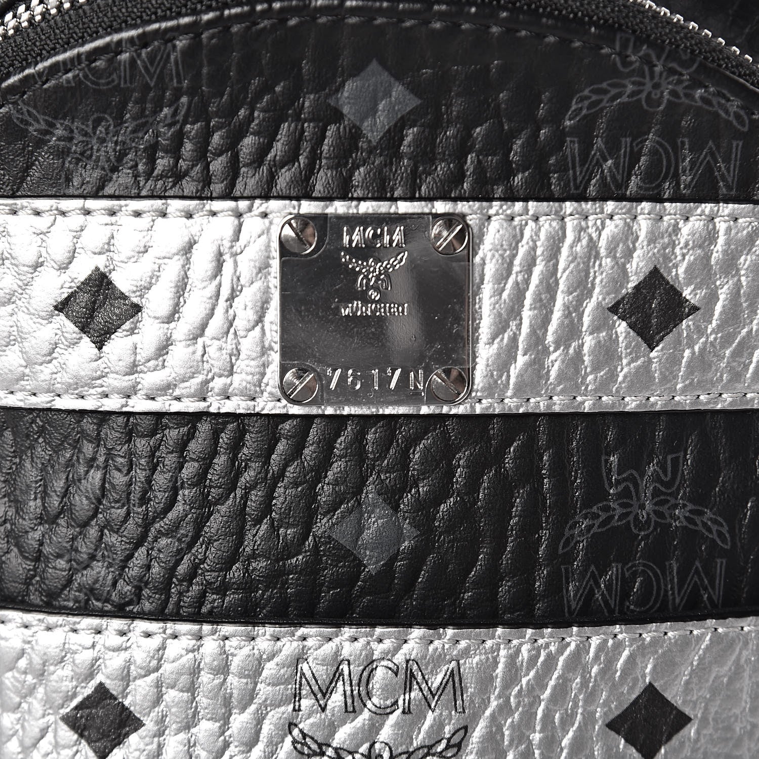 MCM Visetos Spot Medium Sling Bag Black Silver 9 of 9