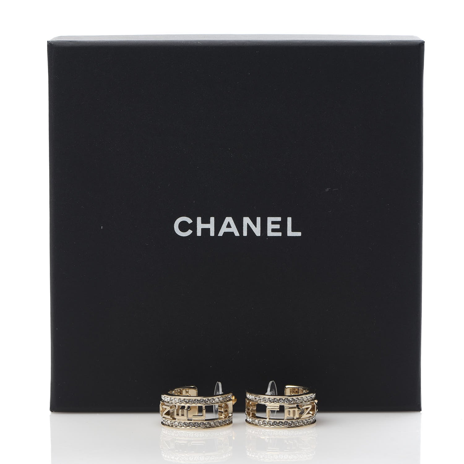 Chanel Metal Crystal Bow-tiful CC Hoop Earrings Gold 5 of 5