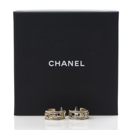 Chanel Metal Crystal Bow-tiful CC Hoop Earrings Gold 5 of 5