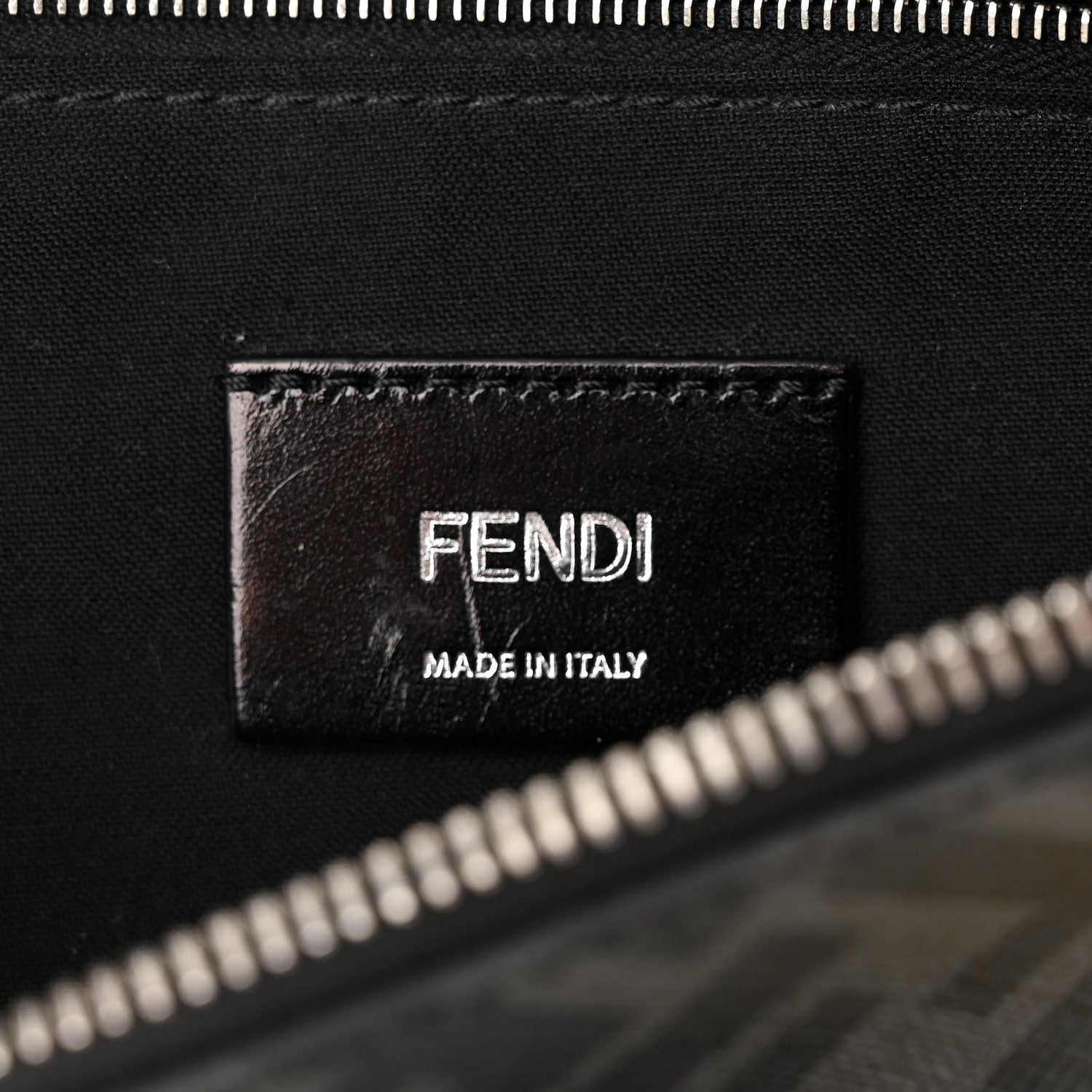 Fendi Glazed Fabric Vitello Liberty Century Logo FF 1974 Diagonal Belt Bag Black Sunflower 6 of 10