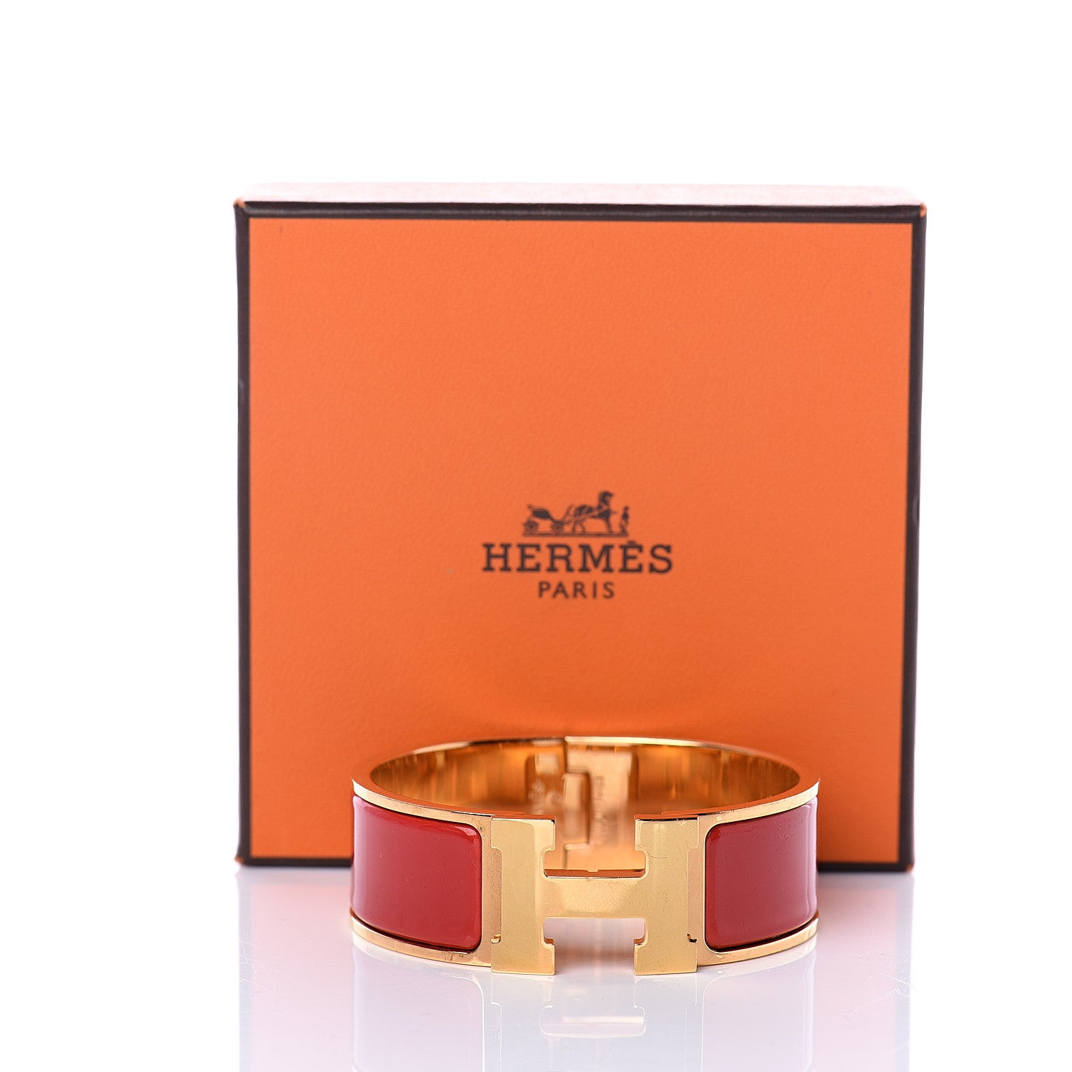 Hermes Enamel Wide Clic Clac H Bracelet PM Red 4 of 4