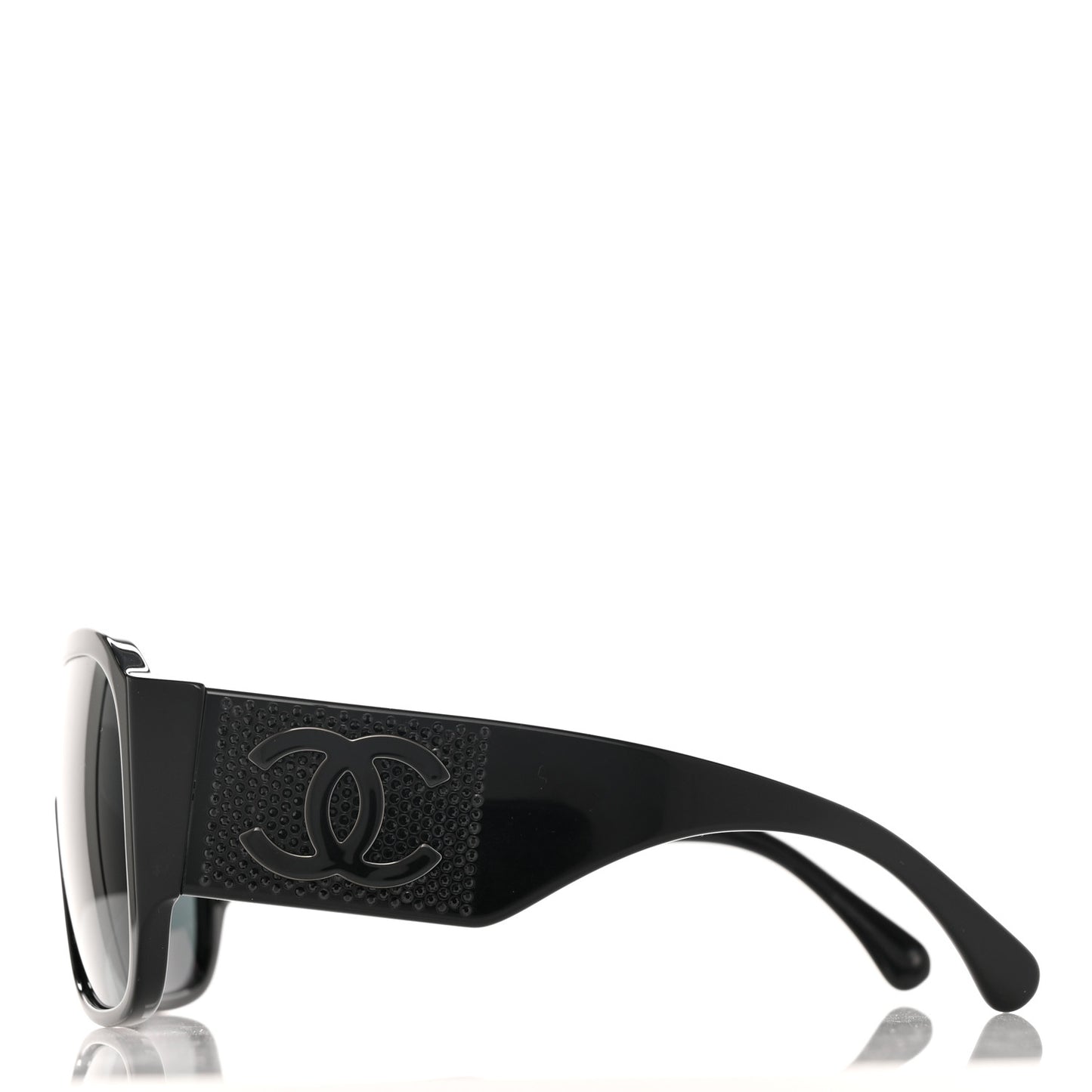 Acetate Crystal CC Shield Sunglasses 5466-B Black