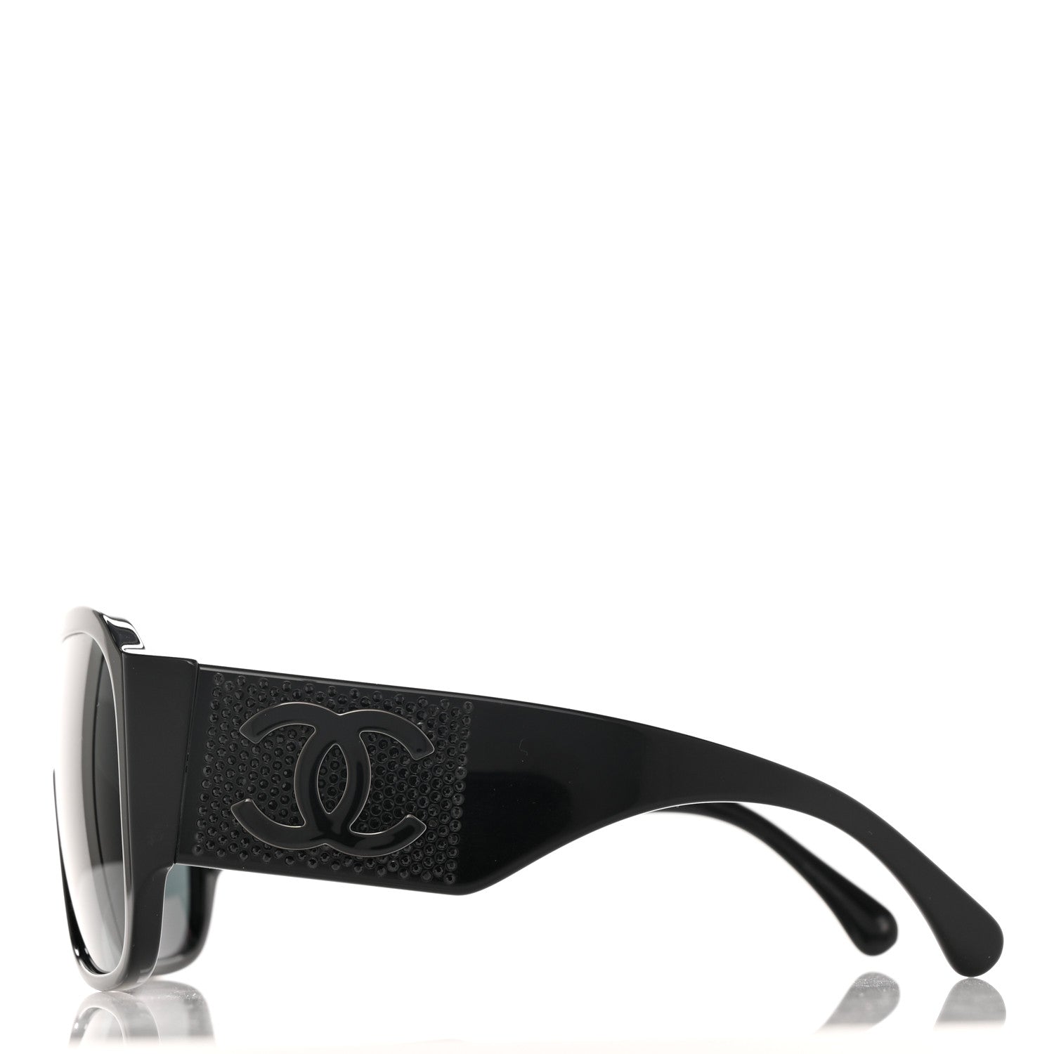 Chanel Acetate Crystal CC Shield Sunglasses 5466-B Black 3 of 9