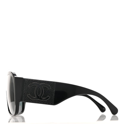 Chanel Acetate Crystal CC Shield Sunglasses 5466-B Black 3 of 9