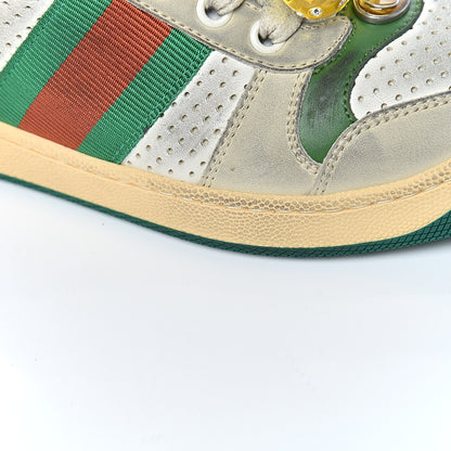 Gucci Nubuck Web Cherries Womens Screener Sneakers 35 Dusty Milk White Vintage Green 16 of 18