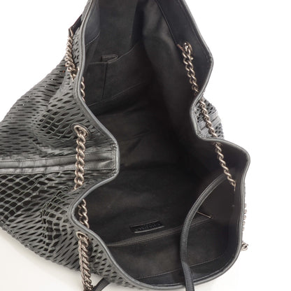Chanel Calfskin Laser Cut Perforated CC Tote Black 5 of 7
