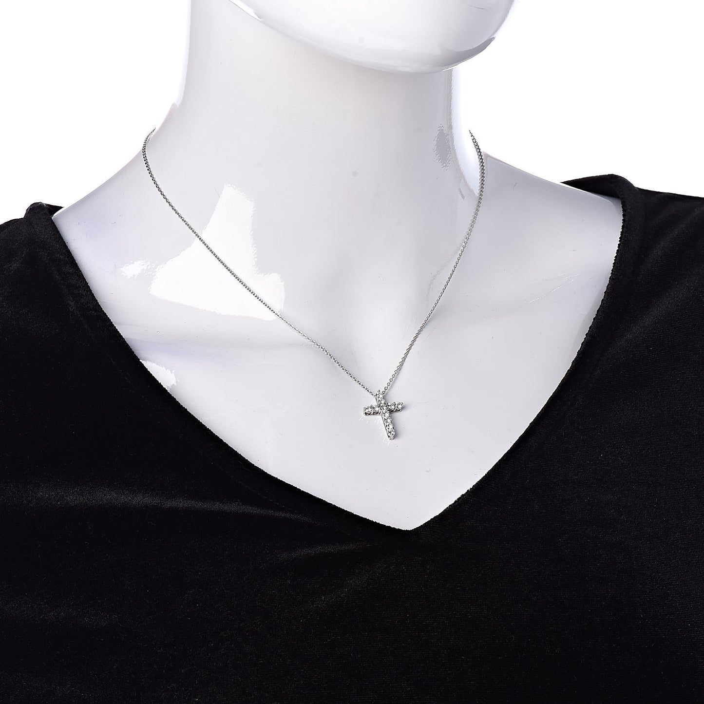Platinum Diamond Small Cross Pendant Necklace